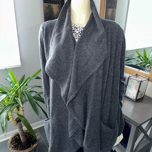 Splendid Women's Cashmere Gray Drape Front Cardigan Sweater ~ Medium